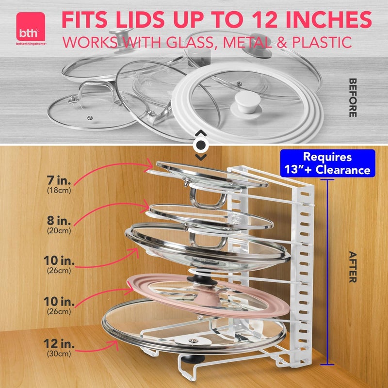 Better Things Home Free-Standing Adjustable Pot Lid Organizer for Cabinet - Kitchen Storage Rack 6 Adjustable Shelves, Pot Lid Holder, Pan and Pot Rack Organizer, Pantry & Inside Cabinet Organizer (13” Clearance) - Image 4